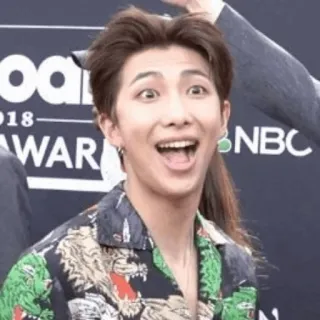 🔥 RM Billboard Music Awards 2018 kpop, cantante, celebridad, cara graciosa, premio musical, artista telegram sticker