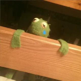 😑 Kermit the Frog kermit, burattino, muppet, triste, piangere, meme whatsapp sticker