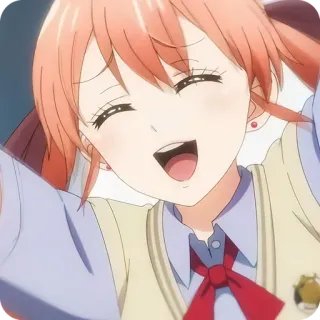🥳 Anime, Szczęśliwy, Dziewczyna, Uśmiech telegram sticker