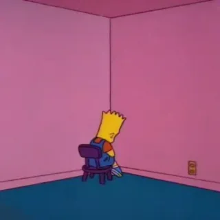 💔 Bart Simpson The Simpsons Bart Simpson, einsam, traurig, Cartoon, pinkes Zimmer whatsapp sticker