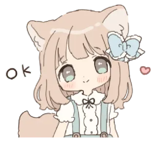 ❄️ ok lindo, anime, kawaii, ok, aprobación, chica, corazón telegram sticker