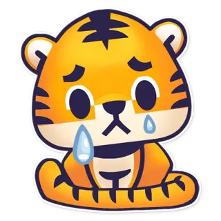 😢 triste, tigre, chorando, fofo, animal, emoji telegram sticker