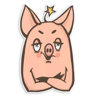 🙄 pig, animal, cartoon, sticker, funny, cute, star telegram sticker