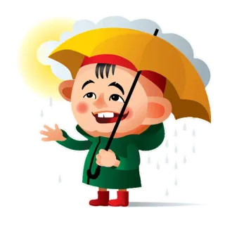 🌦 비, 우산, 아이, 만화, 날씨 whatsapp sticker