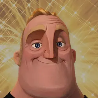 🥰 Mr. Incredible The Incredibles kreskówka, śmieszne, uśmiechnięty, Bob Parr, Disney, Pixar, Iniemamocni telegram sticker