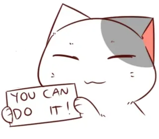 🐈 YOU CAN DO IT! 猫, 鼓励, 动力, 积极, 卡通 whatsapp sticker