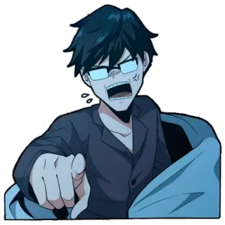 😡 Anime, En colère, Pointage, Lunettes, Exaspéré telegram sticker