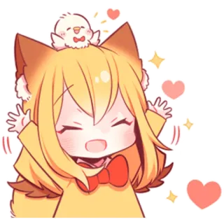 💞 anime girl, chibi, cute, kawaii, heart, stars, chicken telegram sticker