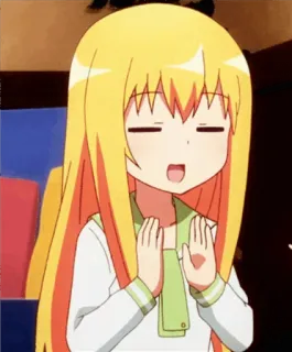 👏 anime, cute, girl, blonde, happy, cartoon telegram sticker