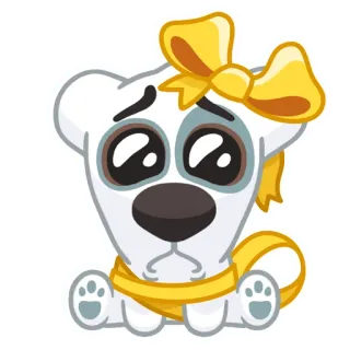 😟 cute, dog, puppy, bow, sad, cartoon telegram sticker