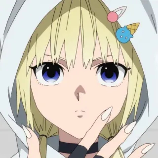🐱 anime, cartoon, character, girl, hoodie, nail art whatsapp sticker