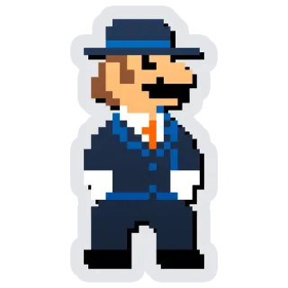 😏 Mario mario, jeu vidéo, pixel art, nintendo, personnage, costume telegram sticker