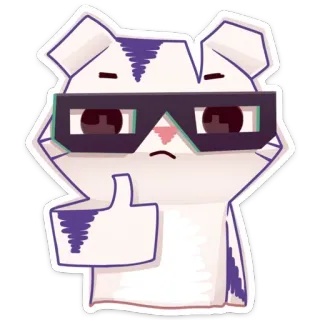 👍 sticker, cartoon, figur, tier, brille, cool, daumen hoch, katze telegram sticker