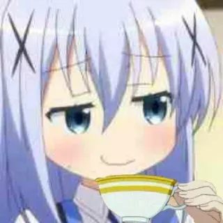 🙈 Anime, Dziewczyna, Herbata, Filiżanka, Słodkie, Manga telegram sticker