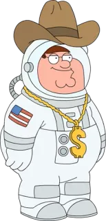 🚀 Peter Griffin Family Guy Dessin animé, Cowboy, Astronaute, Argent, Les Griffin telegram sticker