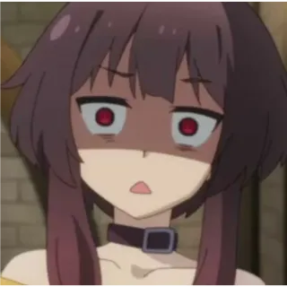 😟 Megumin Konosuba Anime, Chica, Linda, Reacción, Divertido, Cara, Avergonzado/a whatsapp sticker