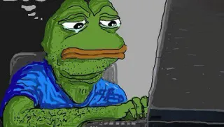 😢 Pepe the Frog Pepe, grenouille, mème internet, triste, pleurs telegram sticker