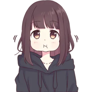 🙁 ~~ Anime, Lucu, Gadis, Merona, Kawaii, Hoodie telegram sticker