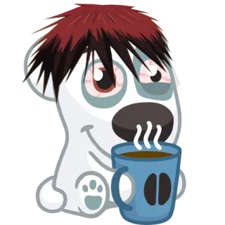☕️ dog, tired, coffee, cartoon whatsapp sticker