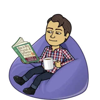 📚 How to Win Friends & Influence People livro, leitura, relaxamento, puff, café, amizade, influência telegram sticker