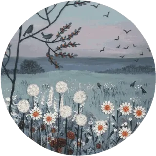 🌸 искусство, природа, пейзаж, цветы, птицы, живопись telegram sticker