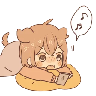 📱 Anime, Carino, Chibi, Cane, Musica, Kawaii, Telefono telegram sticker