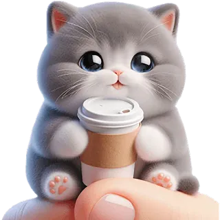 ☕ kot, kociak, kawa, słodki, zwierzę, kawaii, zwierzę domowe telegram sticker