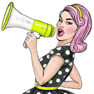 📢 woman, megaphone, retro, vintage, pop art telegram sticker
