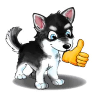 👍 chó, chó con, husky, giơ ngón tay cái, dễ thương, thú cưng, động vật telegram sticker