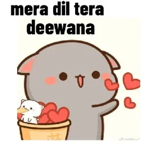 ❤️ mera dil tera deewaa 愛, かわいい, 漫画, ハート, 動物 whatsapp sticker