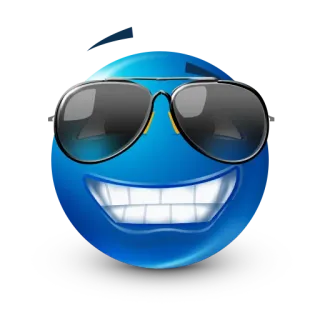 ☀️ Emoji, Guay, Sonriente, Gafas de sol, Azul whatsapp sticker
