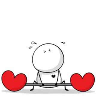 💪 liefde, hart, gewichtheffen, cartoon, schattig, sticker telegram sticker