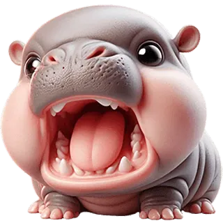 😤 ippopotamo, carino, animale, mammifero, cartone animato whatsapp sticker