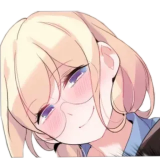 😏 Anime, Chica, Gafas, Linda, Sonrojo telegram sticker