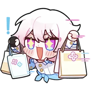 🛒 Chibi, Anime, Shopping, Niedlich, Charakter, Taschen whatsapp sticker