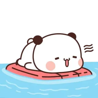 🐼 Панда, Милый, Мультфильм, Расслабляющий, Бассейн, Плавание, Лето telegram sticker