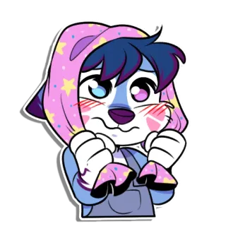 😳 cute, anime, sticker, cartoon, anthropomorphic, animal telegram sticker