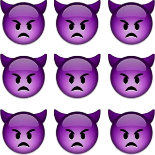 👿 diablo, emoji, enfadado, morado, cuernos, demonios, malvado whatsapp sticker