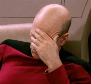 😐 Jean-Luc Picard Star Trek: The Next Generation facepalm, picard, star trek, annoyed, captain telegram sticker