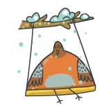 ❄ vogel, zweig, winter, süß, tier, schnee telegram sticker