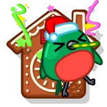 🥳 クリスマス, 鳥, ジンジャーブレッドハウス, ホリデー, 漫画 telegram sticker