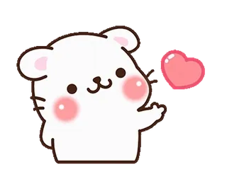 🥰 น่ารัก, สัตว์, หัวใจ, คาวาอิ, ขาว, การ์ตูน telegram sticker