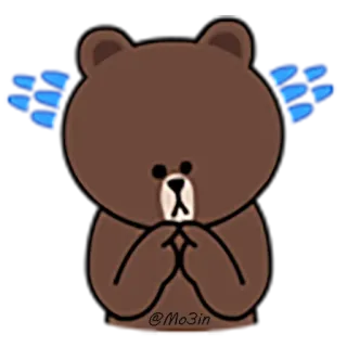 😕 Brown @Mo3in Bär, niedlich, Cartoon, Tier, LINE Friends, Emoji telegram sticker