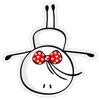 ❤ cartoon, personage, strik, wit, rood, sticker telegram sticker