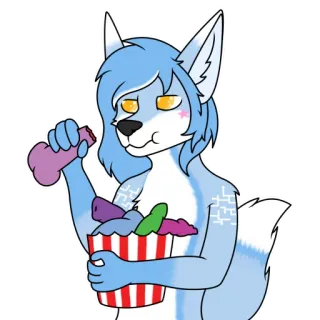 🍆 furry, anthropomorphic, cartoon, animal, food, snack telegram sticker