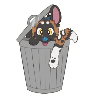 🗑 chien, chiot, poubelle, boîte, mignon, dessin animé, animal whatsapp sticker
