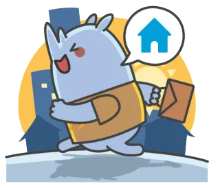 😀 rinoceronte, animal, casa, correio, corrida, desenho animado telegram sticker