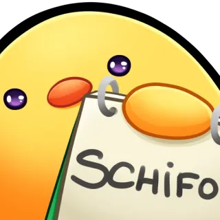 🐤 Schifo dibujo animado, amarillo, bloc de notas, italiano, palabra whatsapp sticker