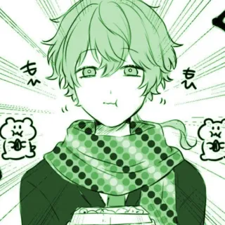 🌟 ちゅ Anime, Dễ thương, Kawaii, Manga, Nghệ thuật số, Tóc xanh whatsapp sticker