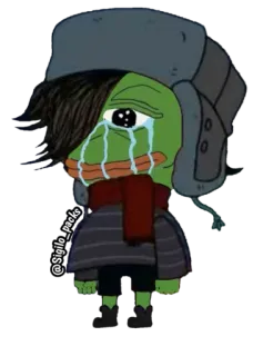 😭 Pepe the Frog @sigilo_packs Pepe la Rana, Meme, Meme di Internet, triste, piangendo, inverno telegram sticker